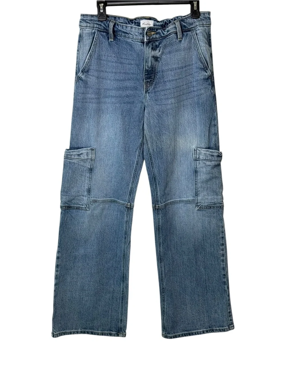 KanCan Wide Leg Cargo Jeans Size 7/27 Medium Wash High Rise